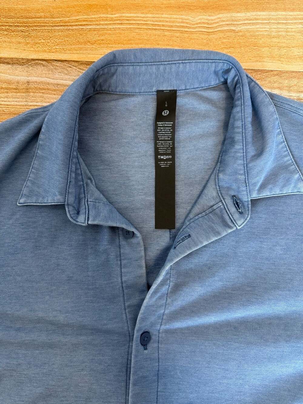lululemon Mens Long Sleeve Button Down Shirt Blue Size L